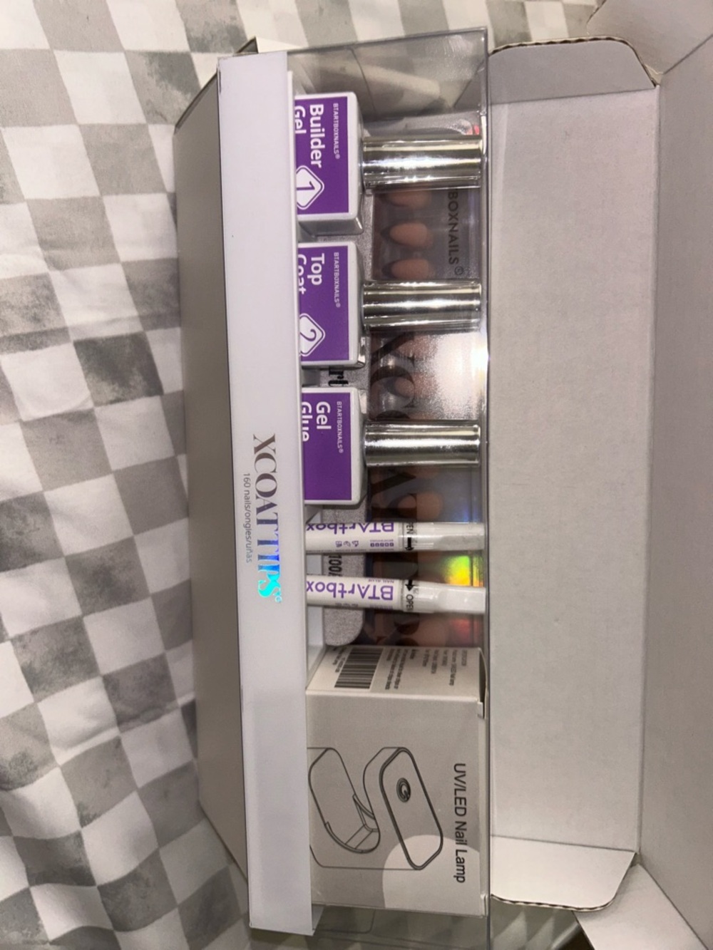 XCOAT TIPS Nail Gel Kit with UV LED Lamp - Purple Accents